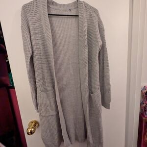 Women's Gray Open-Front Sweater